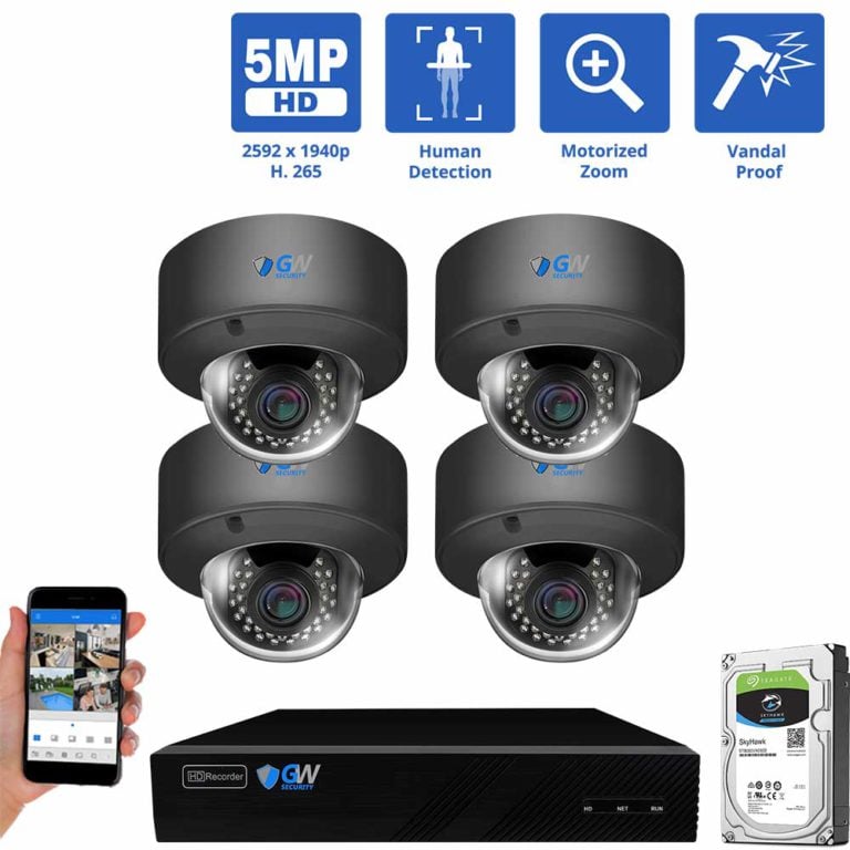 8-Channel H.265 IP System with 5MP 4X Optical Motorized Zoom Autofocus Dome Cameras